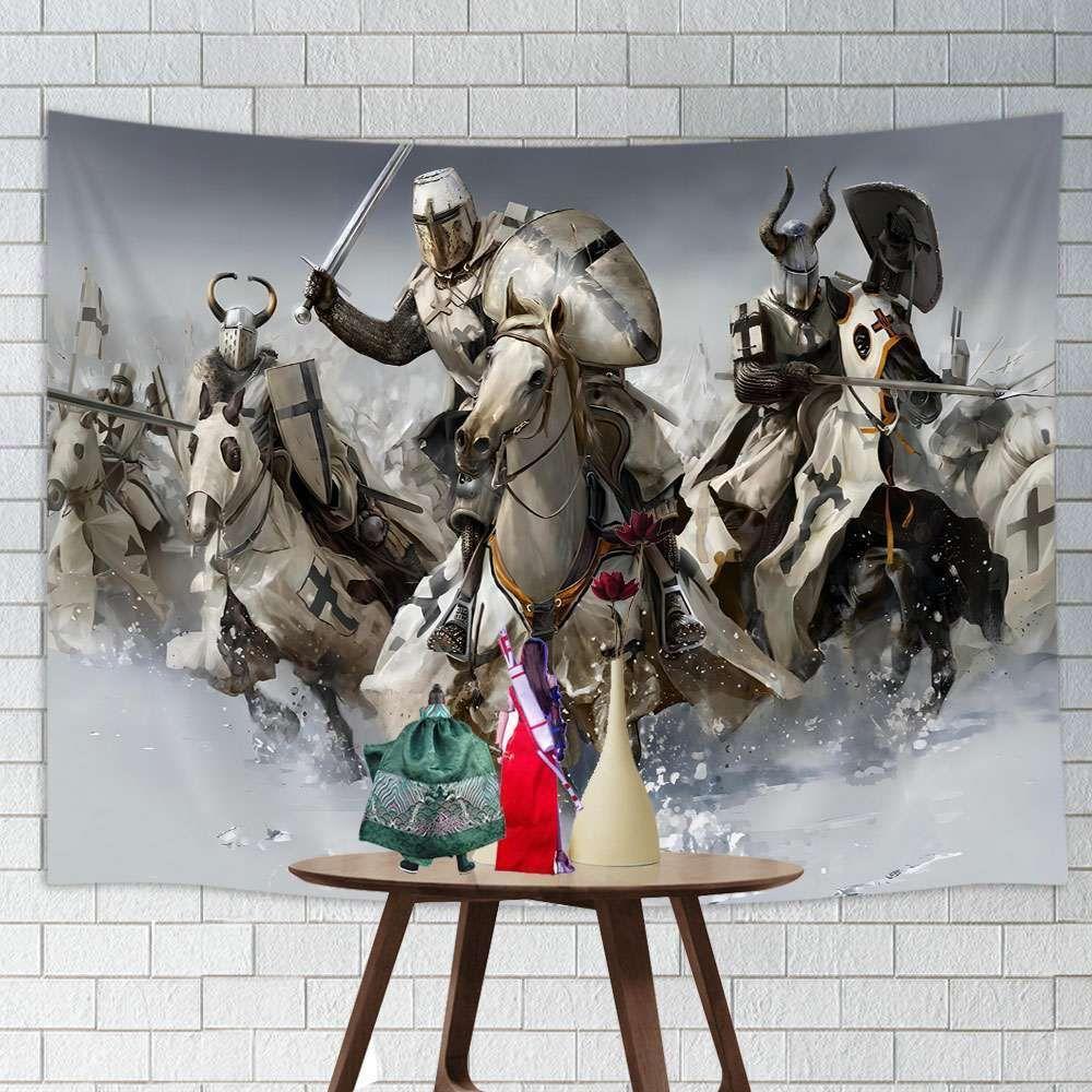 Tapestry medieval figure of a crusader knight