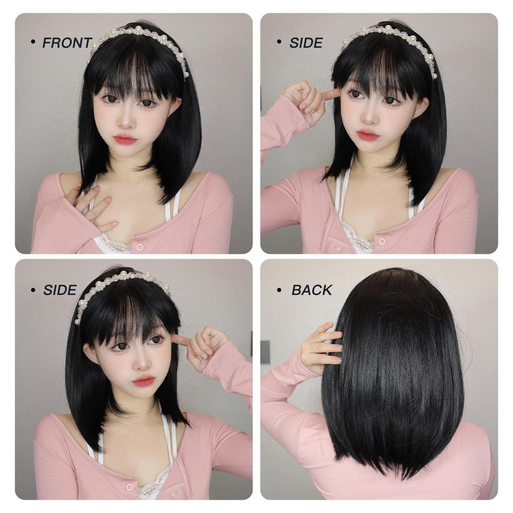 ALAN EATON Коричневые парики Боб с челкой, короткий прямой парик, натуральные волосы смешанного цвета для женщин, синтетический парик для повседневной вечеринки