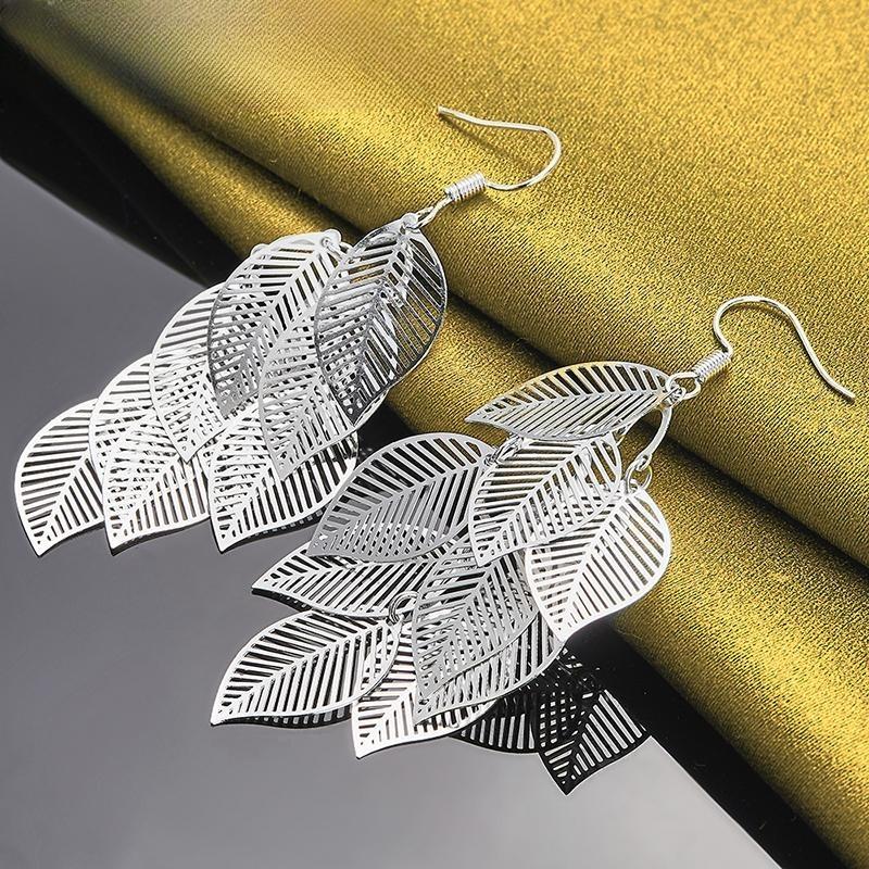 Ювелирные изделия из стерлингового серебра 925 пробы с листьями