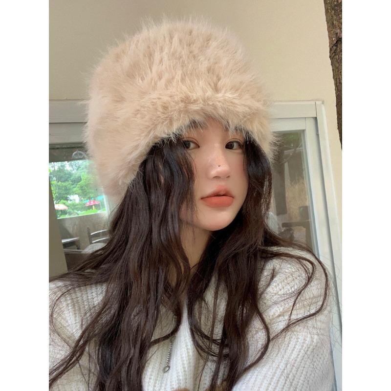 Women S Faux Fur Bucket Hat Warm Ear Flap Plush Hat For Autumn Winter