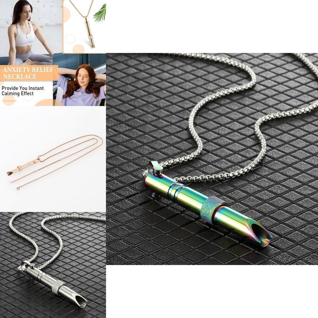 Подвеска для медитации и осознанности из нержавеющей стали, свисток для контроля дыхания, длинное ожерелье