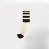 Women's Autumn and Winter Black and White Striped Anti-odor Mid-calf Socks, High Calf Socks, Sports Long Calf Socks