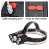 LED Strong Light Headed 5 Working Modes Outdoor Waterproof Fishing Light USB Rechargeable Ultra Bright Head Mounted Flashlight