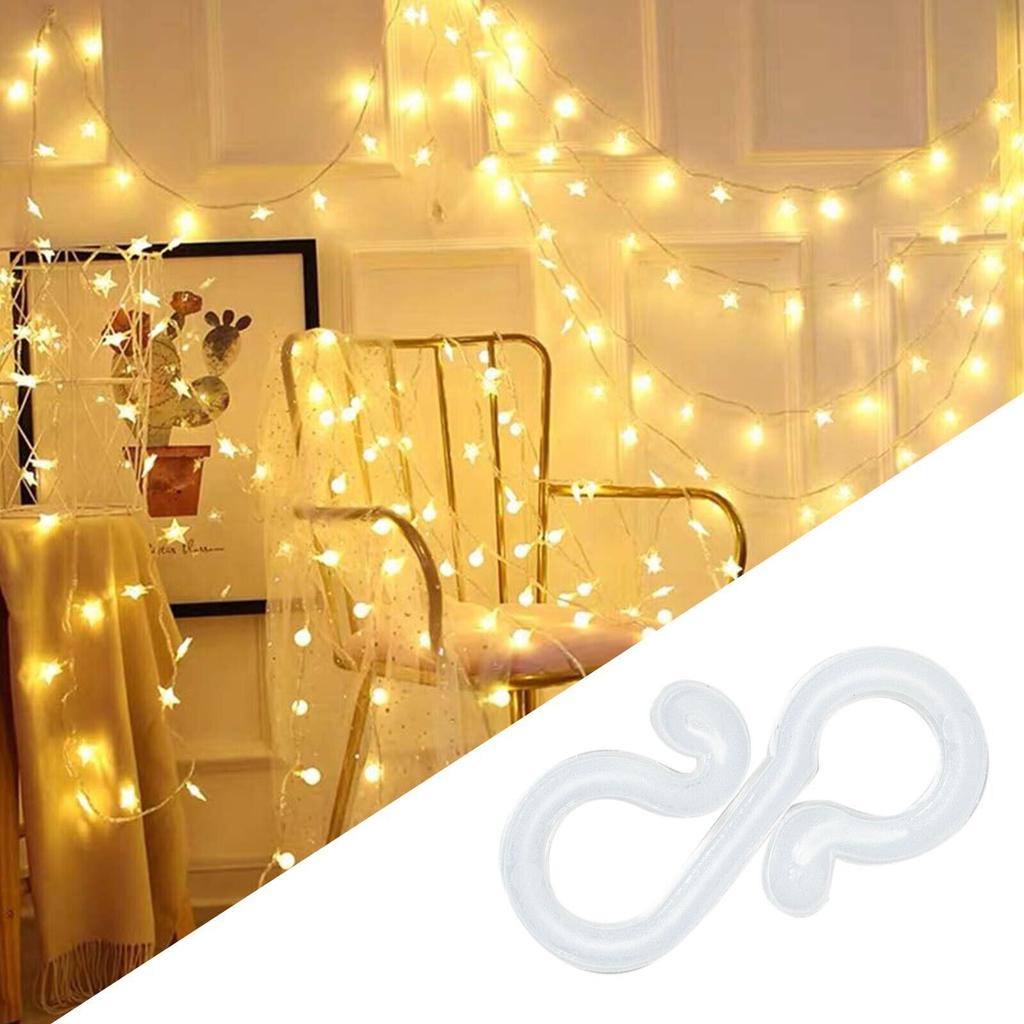 Упаковка из 100 прочных металлических крючков для подвешивания фонарей, клипсы для уличной гирлянды, зажим для праздничного освещения, крючок для рождественского декора