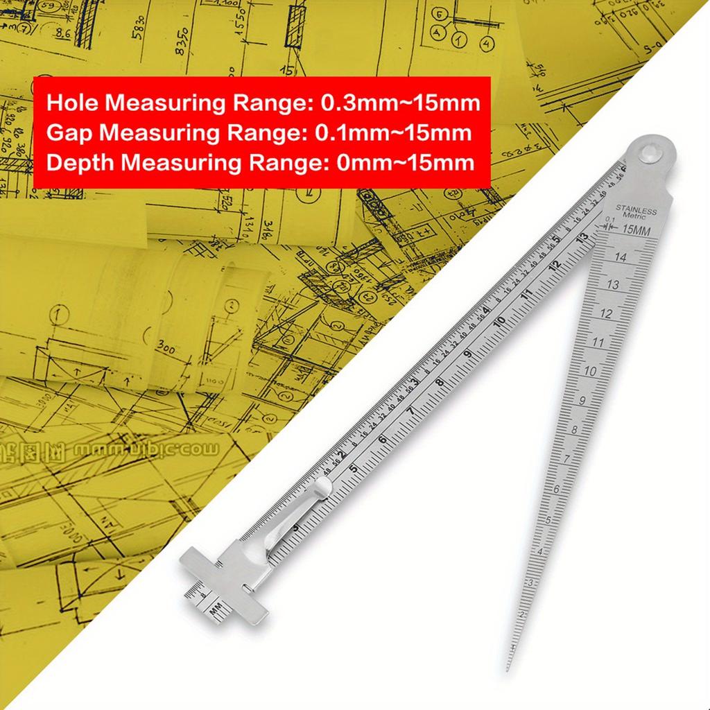 Depth Gauge Feeler Gauge Taper Gauge Stainless Steel Welding Taper Gap Gauge Depth Ruler Hole Inspection Tool Hole Size Gage