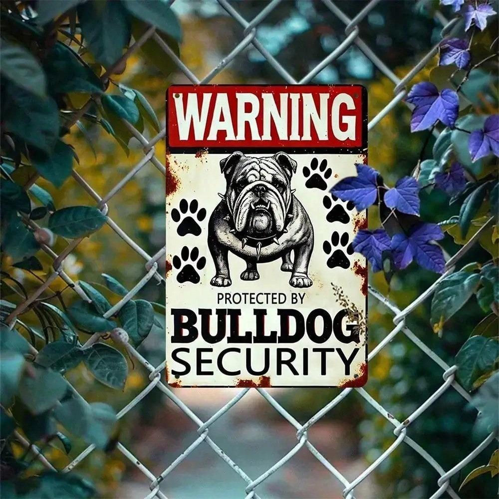 Металлическая табличка Bulldog Security, прочная, из железа, винтажный декор для стены, предупреждающий знак для дома, гаража, бара, двора