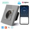 BSEED French Zigbee Socket Wall Smart Sockets Power Monitor Function Tuya Smart Life Google Alexa Voice Control Glass Panel 16A