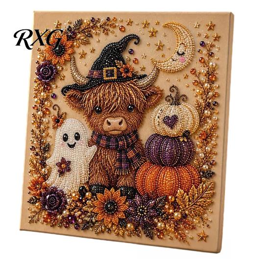 Quirky Halloween Art Projects Ghost Faux Pearl DIY Kit, Spooky 3D Bead Festive Kit Painting Crafts, Gothic Wall for Adults Beginners Creative