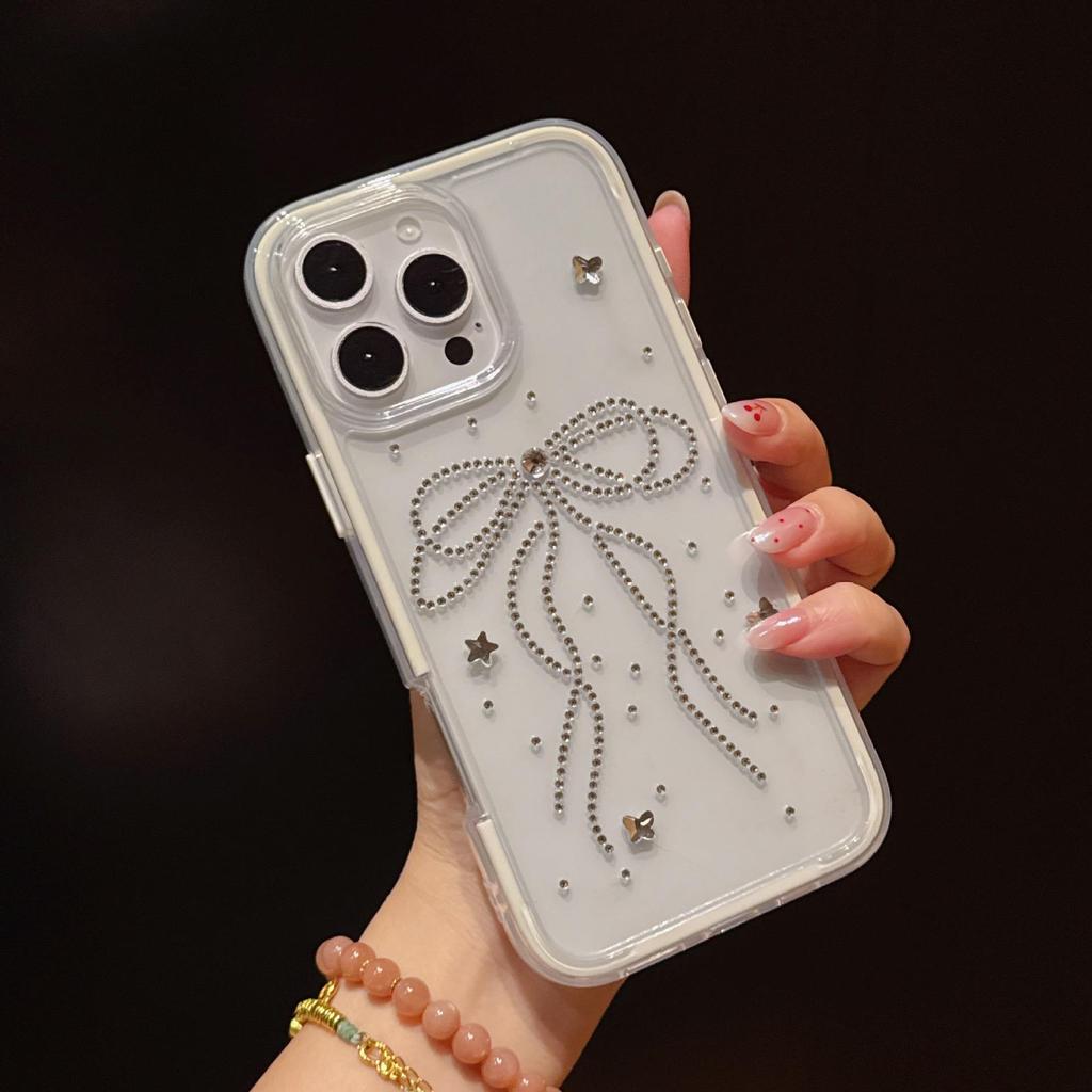 Шикарный прозрачный чехол для телефона со стразами в виде банта для Apple iPhone 16 и 17