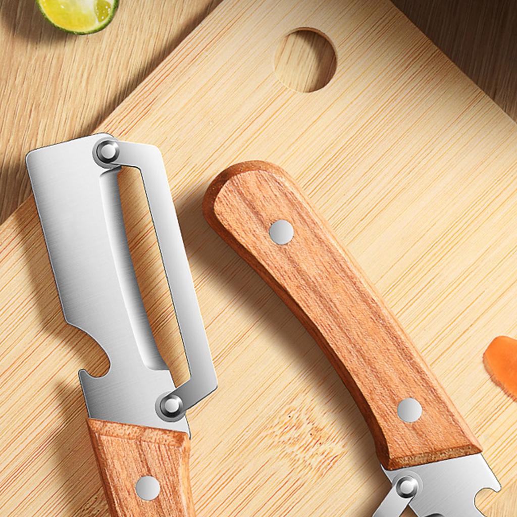 Овощечистка из нержавеющей стали с деревянной ручкой для чистки, нарезки фруктов, овощей, прочная, с плавным ходом, кухонные аксессуары