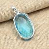 Кулон овальной формы ручной работы из стерлингового серебра 925 пробы с граненым голубым топазом