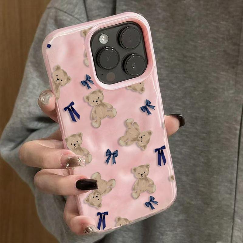 Милый дизайн с маленьким мишкой, чехол для телефона, подходящий для iPhone 17 16 15 14 13 12 11 Pro/Max/Plus, противоударная задняя крышка