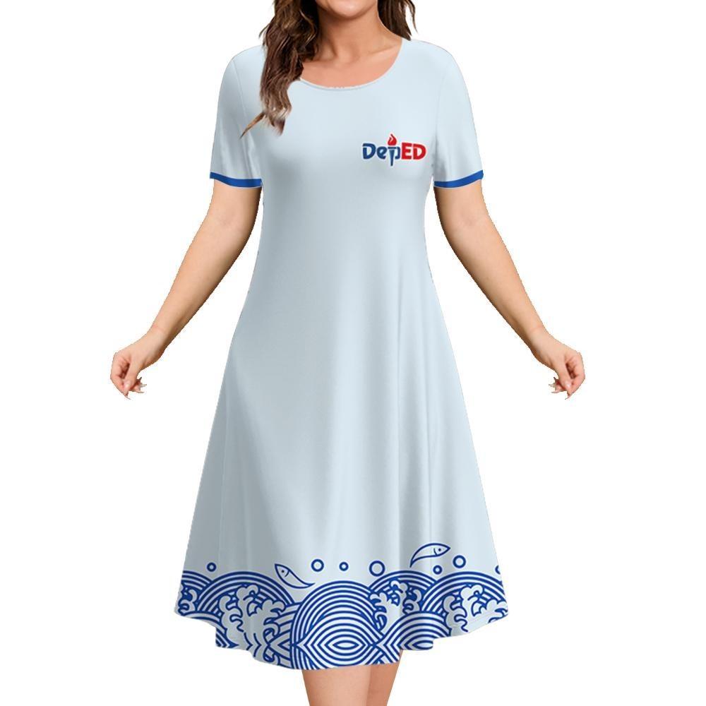 Sublimation Ladies Teacher Dress Casual Large Size Loose School Teacher Uniform Dress Top