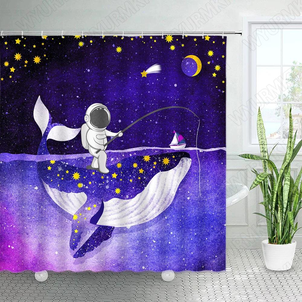 Креативные Занавески для душа с животными Купающийся медведь Морские волны Акулы Кошка Динозавры Забавный дизайн Ткань Декор для ванной Набор занавесок для ванной