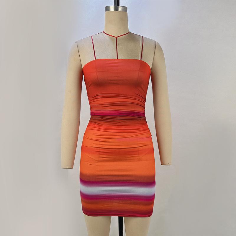Летний женский топ без рукавов с градиентным принтом, облегающее платье с запахом на бедрах