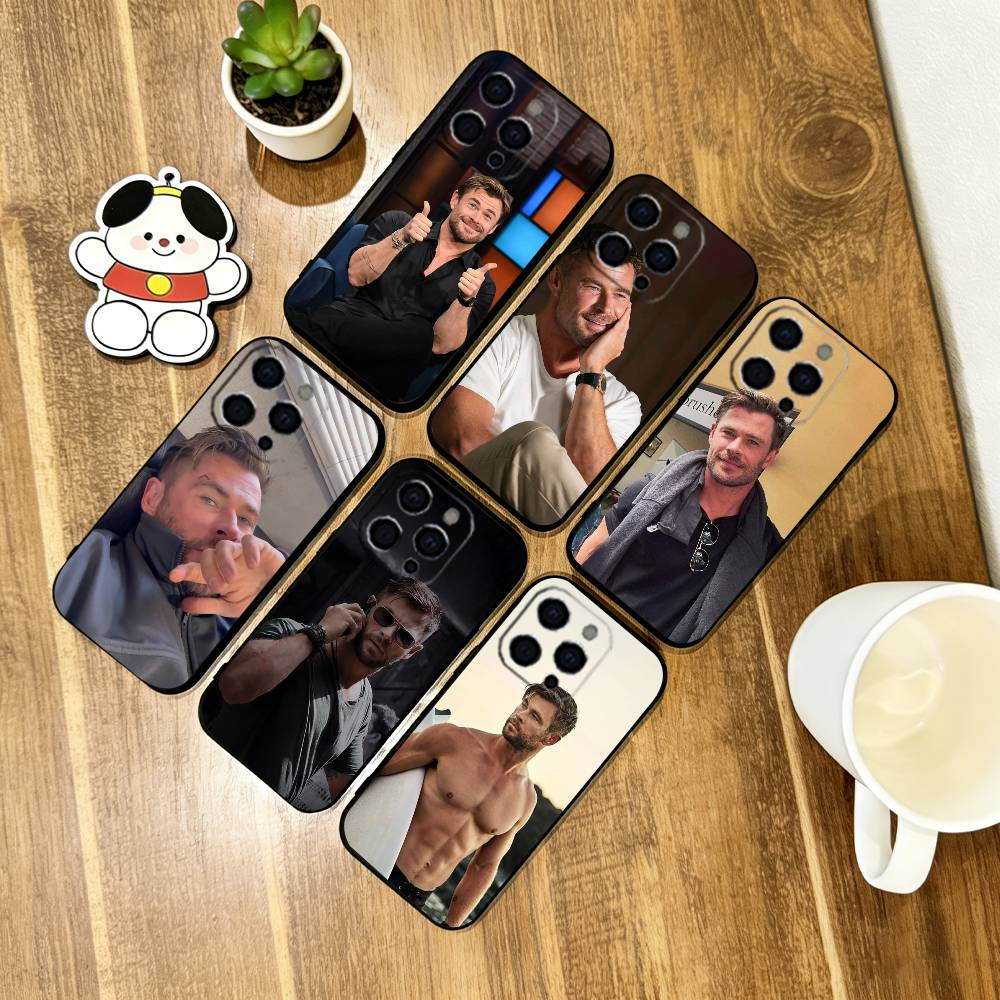 Чехол для телефона с Крисом Хемсвортом для iPhone 17, 16, 15, 14, 13, 12, 11 Plus, Pro Max, Другие Мягкий Черный Чехол