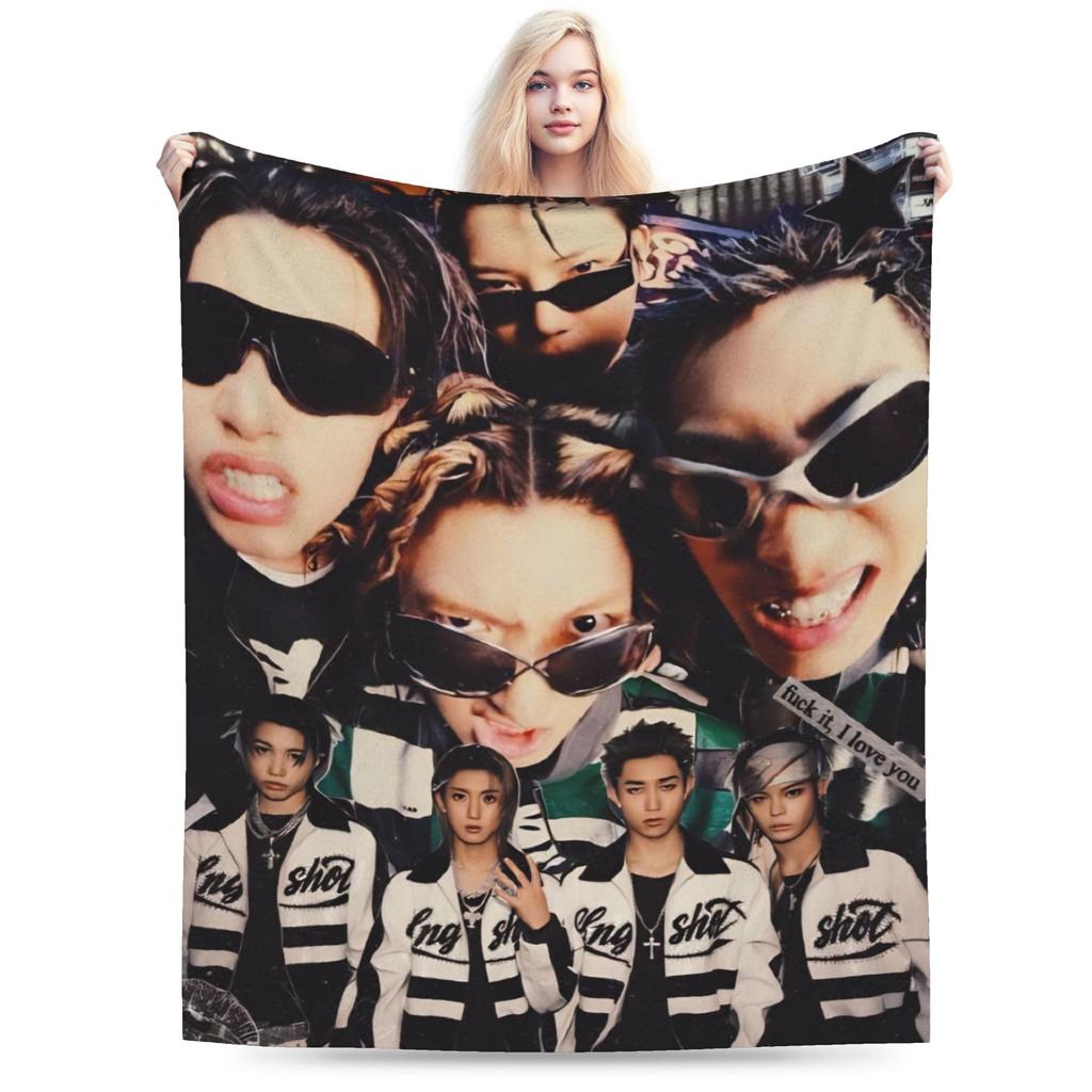 Kpop Group Lngshot Print Blanket For Men Women Warm Cozy Fluffy Throw Blankets for Bed 50x60 Inches Multi-size