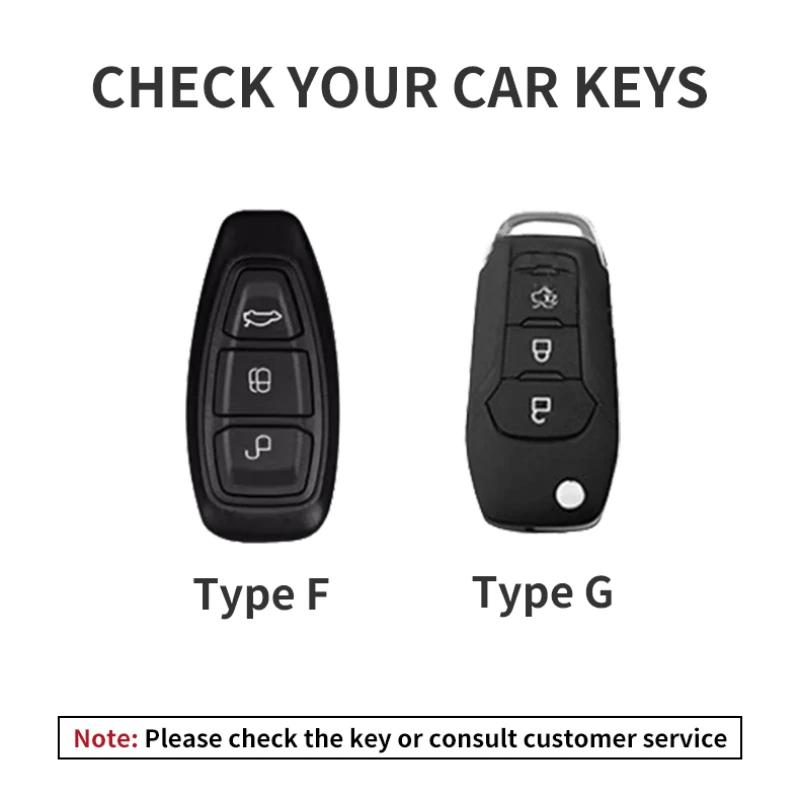 Leather Car Remote Key Case Cover for Ford Focus 3 4 ST Mondeo MK3 MK4 Fiesta Fusion Kuga Ecosport Protect Key Fob Keychain