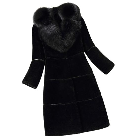 Пальто из искусственного меха с длинным рукавом, толстый зимне-осенний отложной воротник для офиса