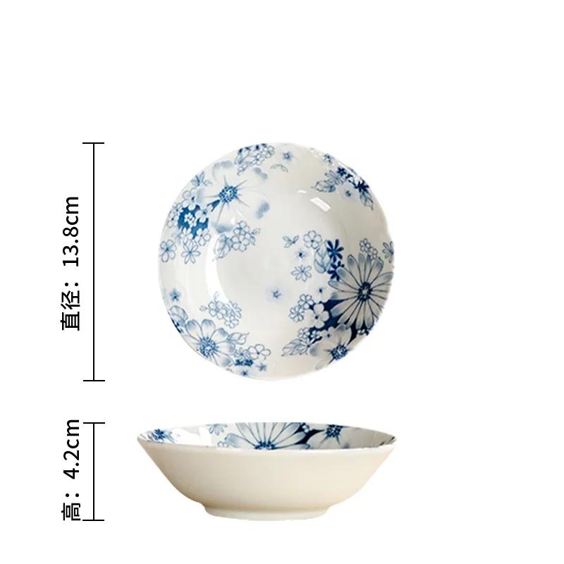 Ретро-стиль Цветы Керамическая тарелка Главная Ежедневный Послеобеденный чай Десерт Закуски Тарелки Высокого класса Ресторан Вкусные блюда Суповая тарелка