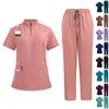 Women's Quick Drying Fabric Solid Color Stand Up Collar Zipper Pocket Short Sleeved Pants Set Workwear