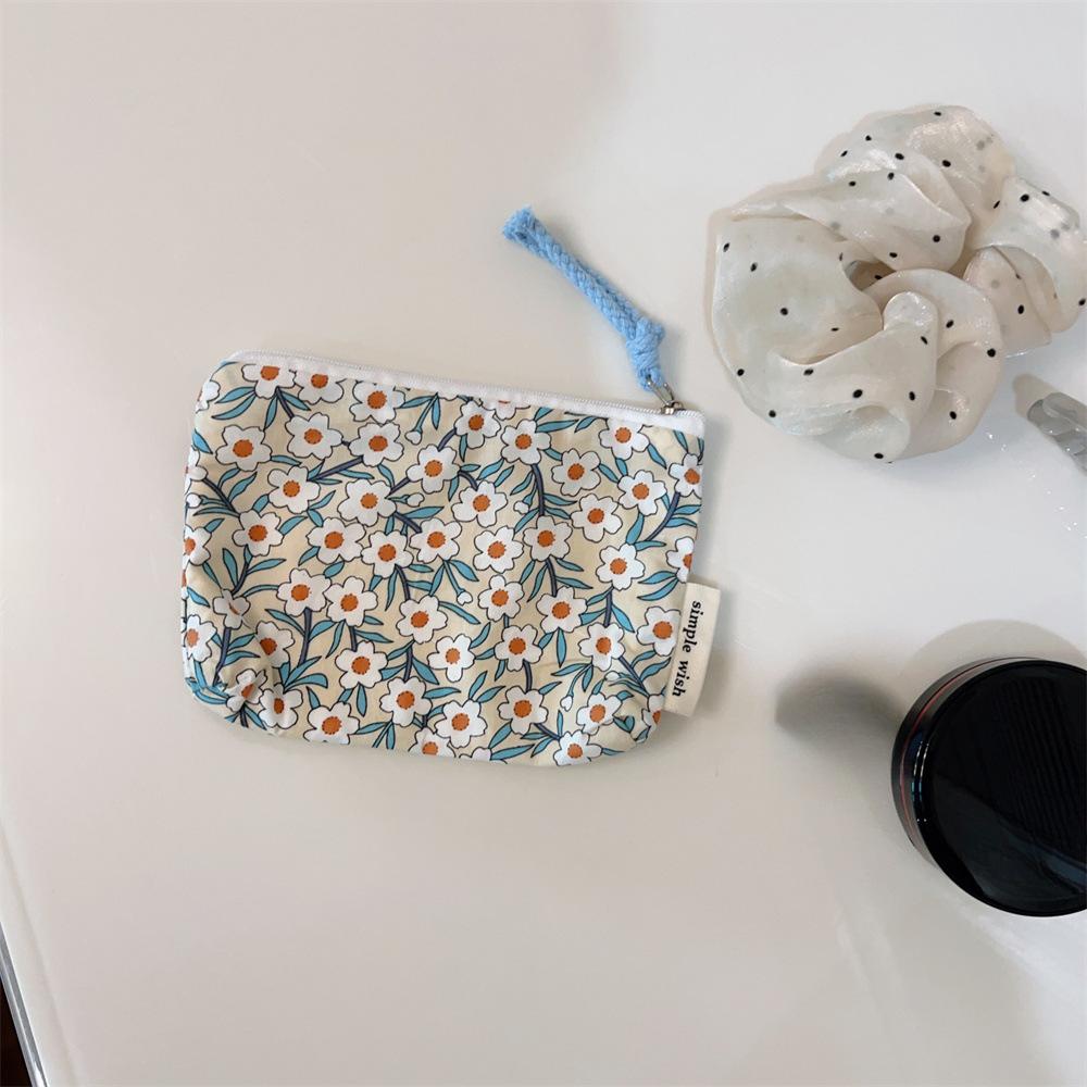 Mini Cotton Floral Organizer Bags for Women Bag Small Fabric Cosmetic Make Up Bag Little Purse Coin Pouch Children Cosmetic Case