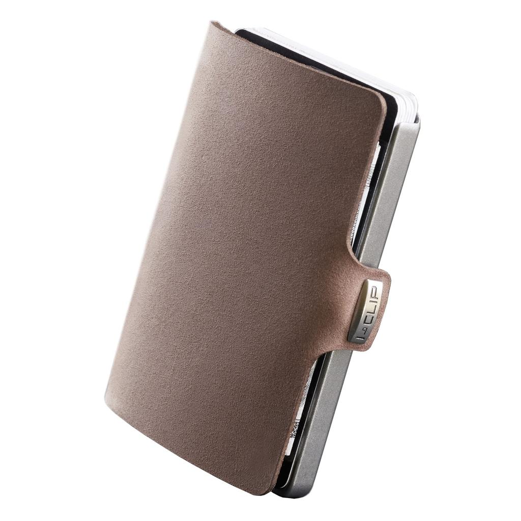 Original Soft Touch Oak Brown Card Holder with Money Clip Satined Leather Slim Wallet Leather Wallet Premium Wallet Card Case [I-CLIP] - - - - - -