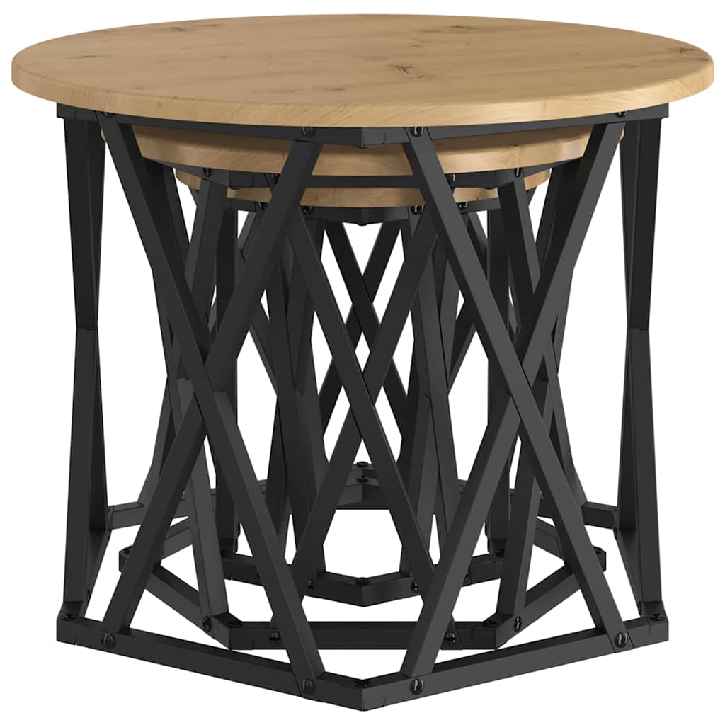 Nesting Side Table Set 3 pcs Artisan Oak