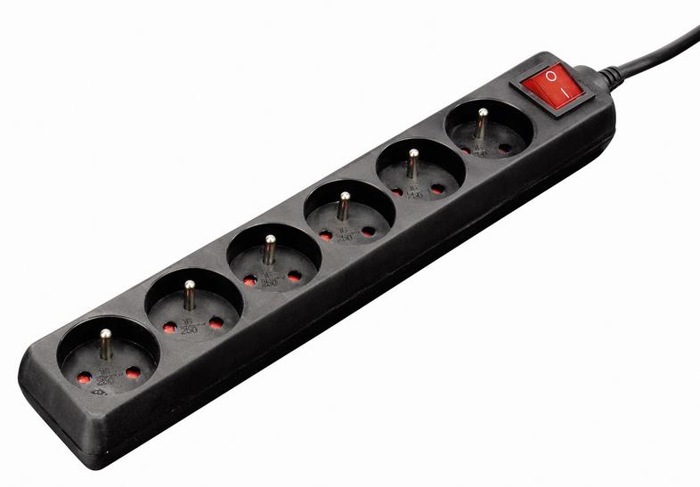Hama standard 6-pin power strip, 1.5m black p2223746