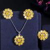 WWJ 3 шт. изысканный Подсолнечник с кубическим цирконием кулон ожерелье серьги-гвоздики набор колец