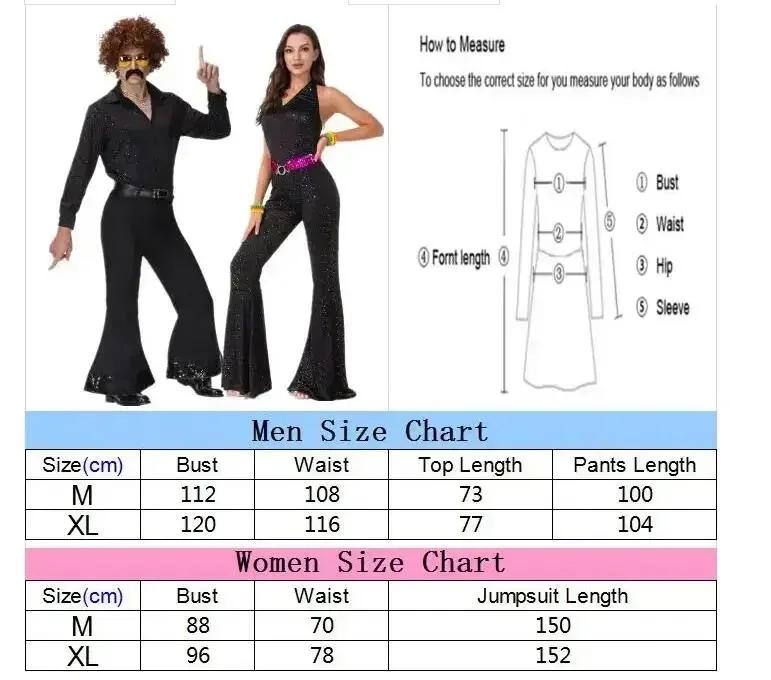 Vintage 70s 80s Adult Men Women Music Festival Retro Disco Clothes Halloween Cosplay Party Hippie Couple Costume Fancy Dress