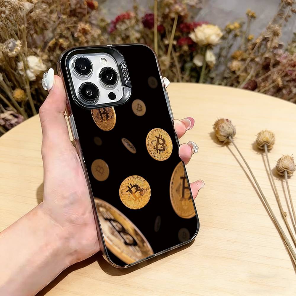 B-Bitcoin Phone Case For iPhone 17,16,15,14,13,12,11 Plus,Pro Max,XS,Colorful Silver Black Cover