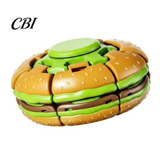 Portable Fidget Spinners Hamburger Press Spinner, Stress Relief to Spin Burger Toy, Desk Toy Decompression Spinning Ball for Office, Home, Travel