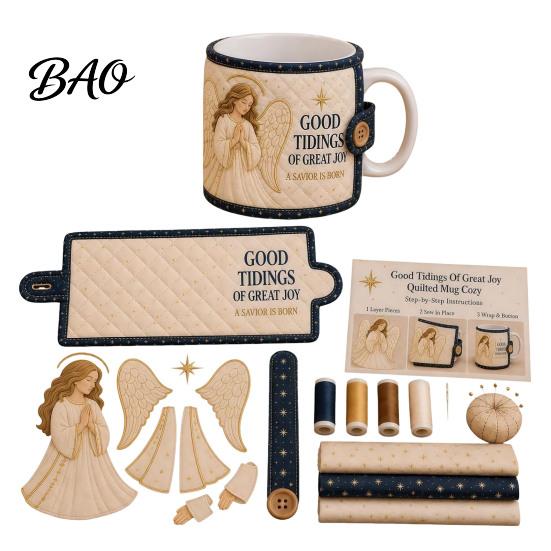 Creative Sewing Hobby Kits Christmas Faith Mug Cozy Kit, DIY Quilted Religious Wrap Craft Handcrafted Drink Sleeve Christian Making Kit for