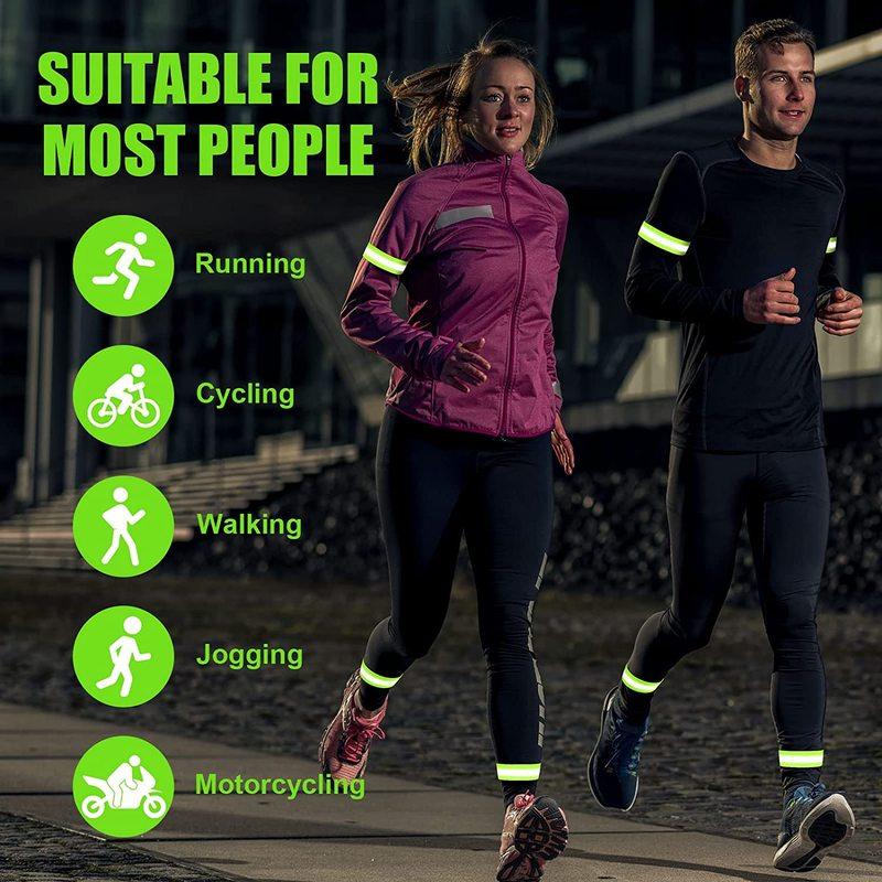 High Visibility Armbands, Elasticated Ankle Bands Hi Vis Reflective Running Armbands Wristbands Reflector Strips Safety Bands