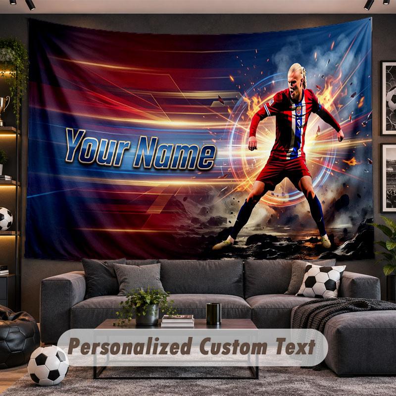 Wall Hanging Tapestry Custom NameErling Haaland Pattern Personalized Printed Fabric Wall Decor