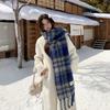 Korean high-end atmosphere with plaid scarf shawl new winter thickened warm versatile plush scarf