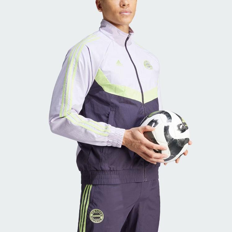 adidas Футболка ФК Бавария, тканая, цветная, с воротником-стойкой, с длинным рукавом, мужская куртка Silver-Dawn IU2081
