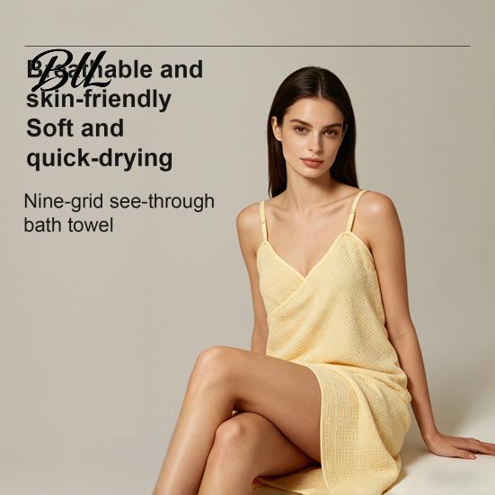 Comfortable Loungewear for Home Women Sling Strap Bath Towel with Dry Hair Ring, Soft Polyester Convenient Wrap Dryer Routine Towel, Adjustable