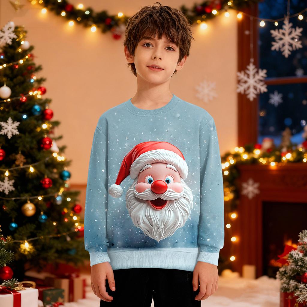 Рождественский свитшот для мальчиков и девочек, уродливая рождественская футболка, свитшот с круглым вырезом, для малышей, с длинным рукавом, пуловер, наряд, топы