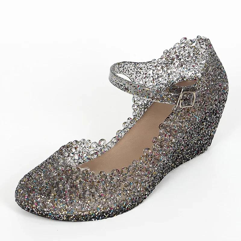 Босоножки на танкетке женские резиновые туфли модные классические прозрачные босоножки женские летние туфли женские босоножки