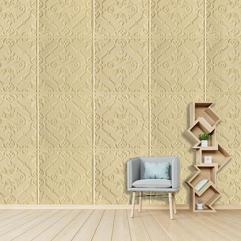 10 Pcs Self Adhesive 3D Panel Moisture Resistant Wall Stickers for Bedroom Living Room Bathroom Kitchen Wall Decor