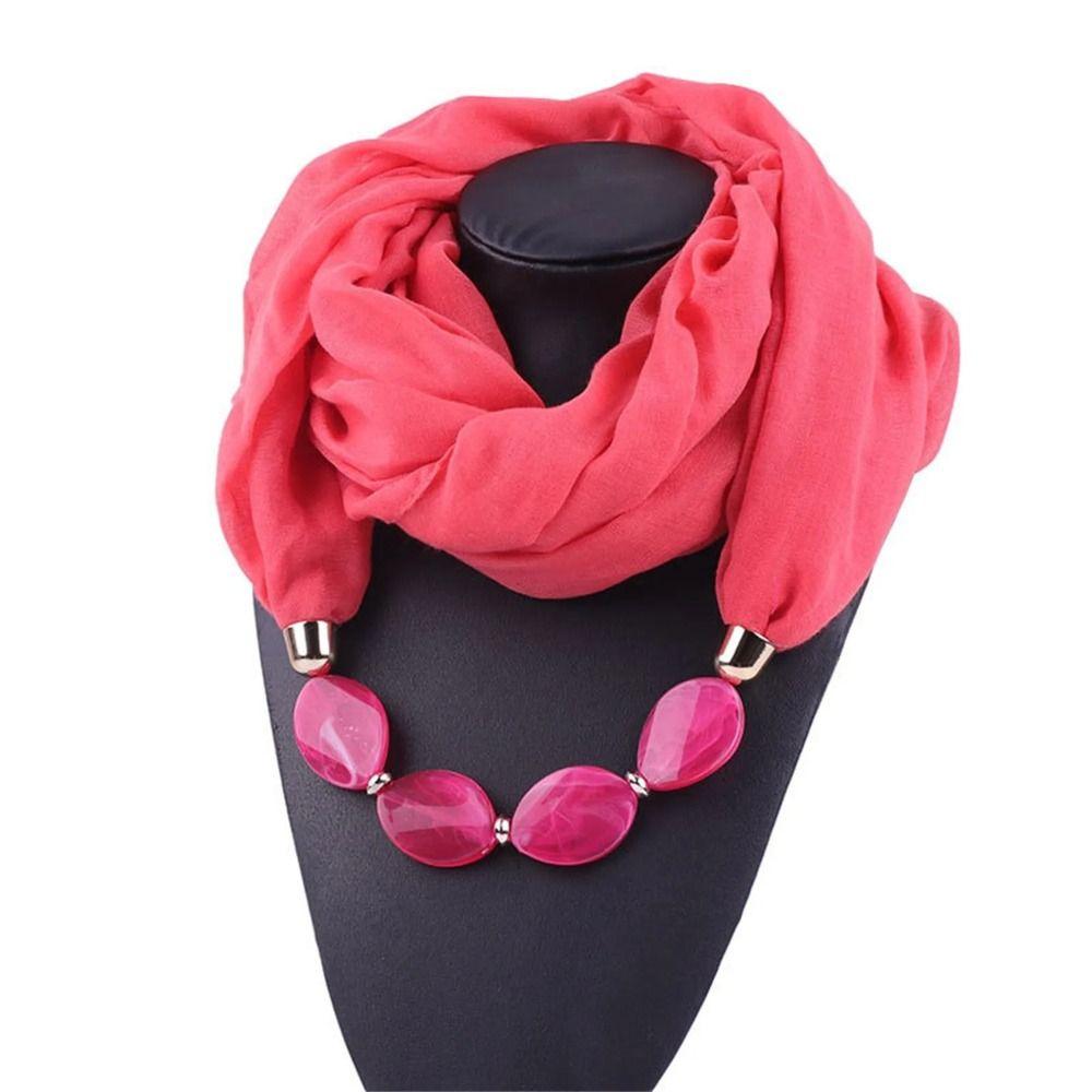 1Pcs Cotton Linen Necklace Scarf Resin Pendant Head Scarves  Costume Bead Decoration Accessories