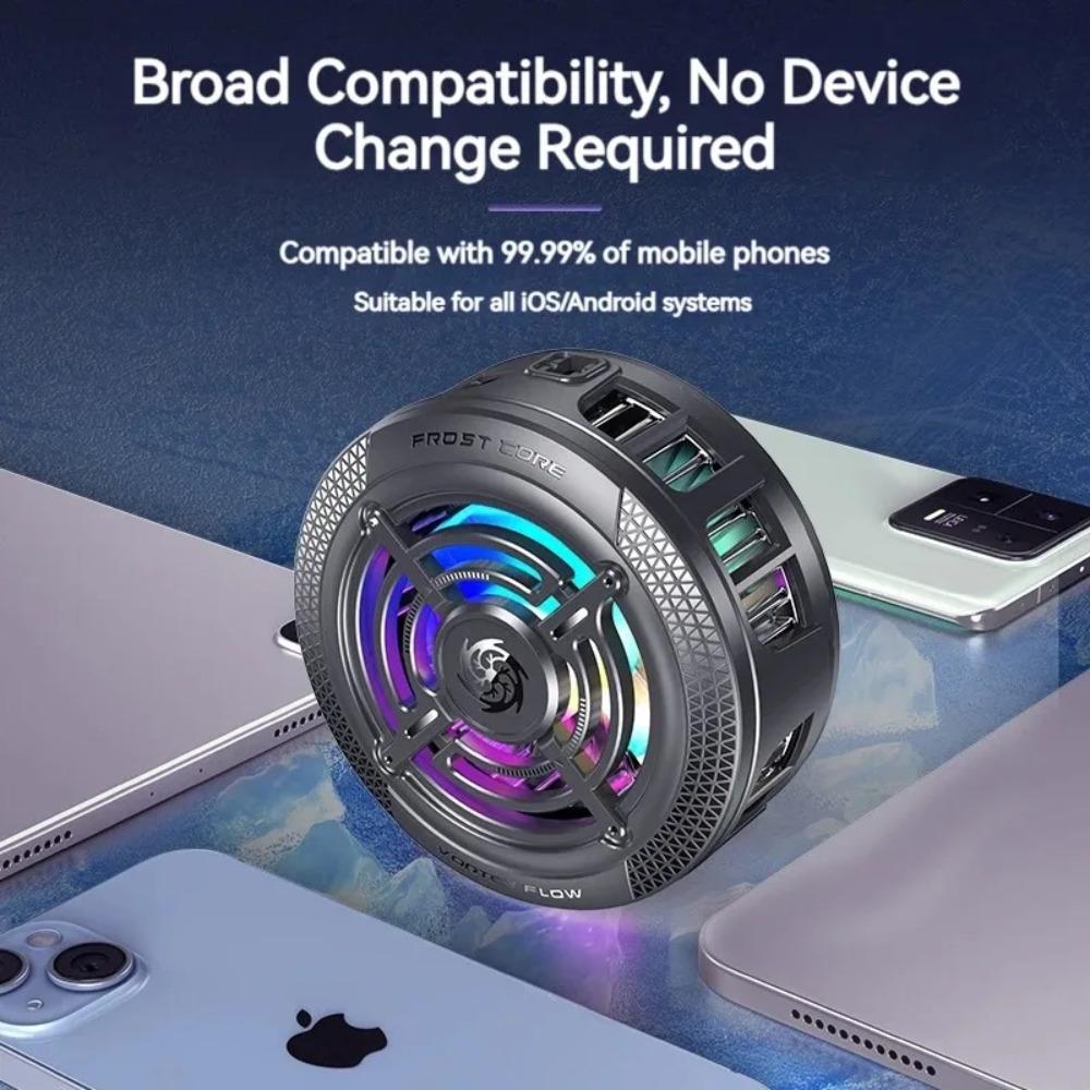 2IN1 Magnetic Clip Semiconductor Phone Cooler RGB Ambient Light Portable Game Cooling Fan for iPhone 17 Samsung S25 Xiaomi