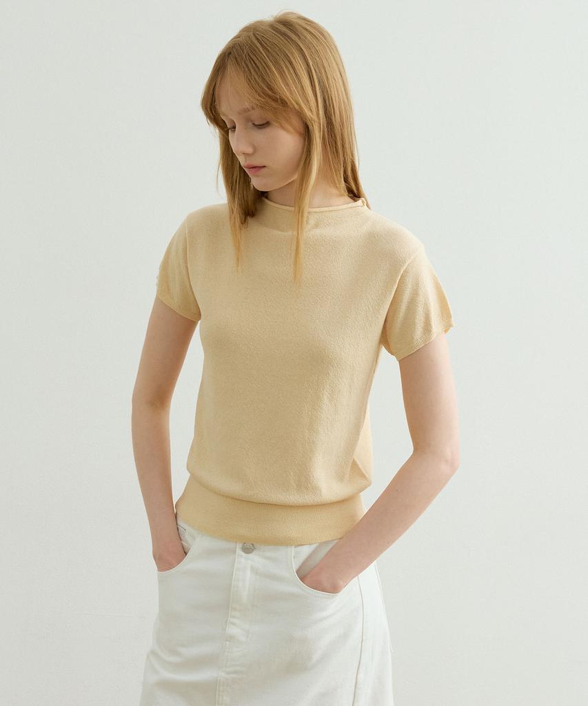 ARTID Linen Half-Neck Short-Sleeve Knit_Butter
