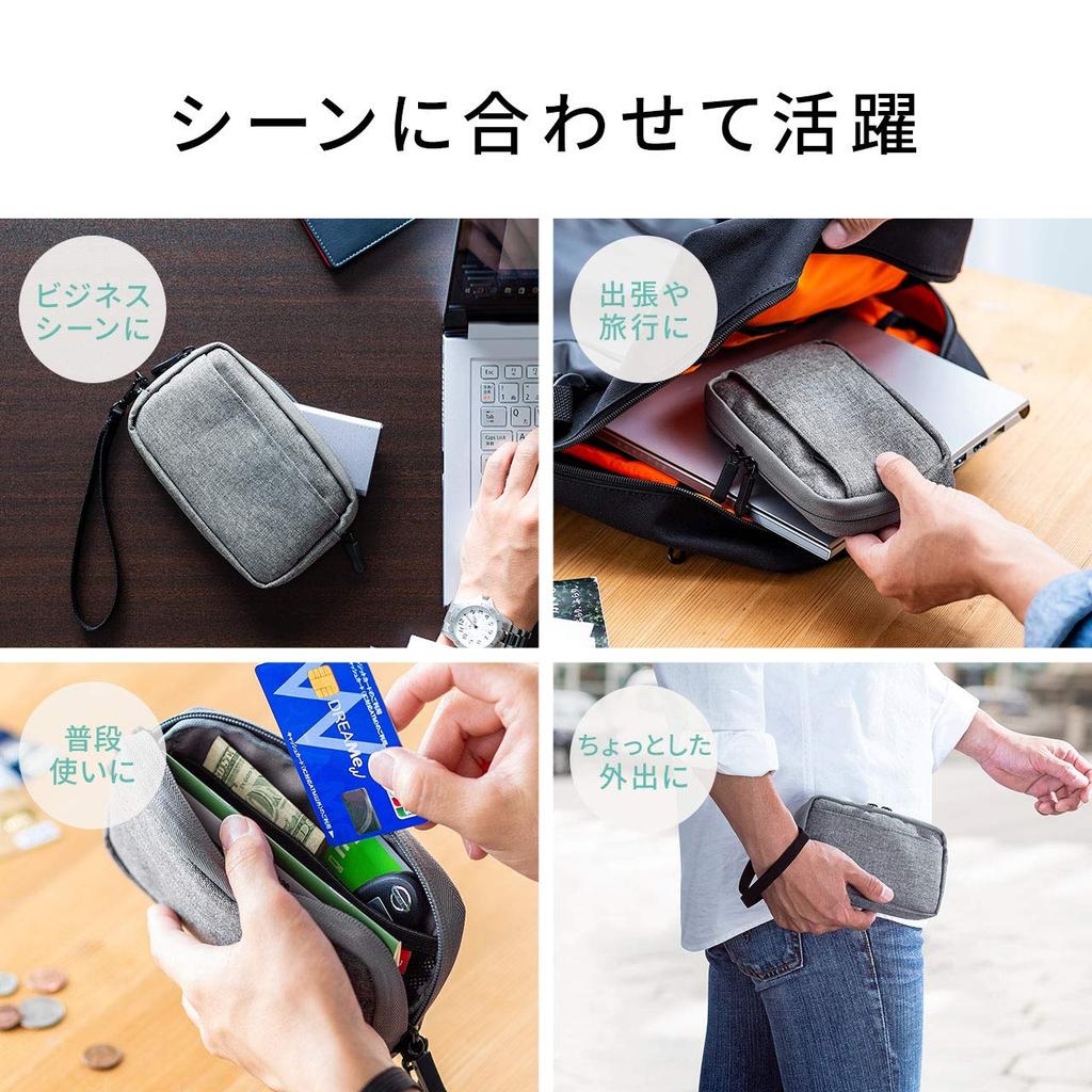 SANWA DIRECT Компактная дорожная сумка-органайзер для гаджетов, Дизайн, Сумка для путешествий/бизнеса, Размер, Серый, 200-BAGIN012GY