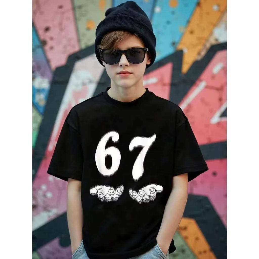 Kids 67 Themed Colorful Print TShirt Soft Cotton Fabric Breathable and Comfortable Ideal for Toddlers and Childrendf0366