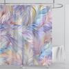 3D Feather Shower Curtain Set Colorful Printed Design Fabric Bathroom Decoration Waterproof Washable Shower Curtain with Hooks
