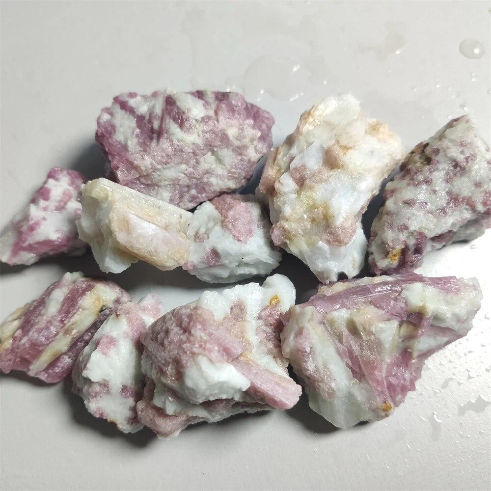 Hot Pink Plum Blossom Tourmaline Irregular Rough Raw Stones Natural Crystals Minerals Room Decoration Gemstones Witchcraft Gift