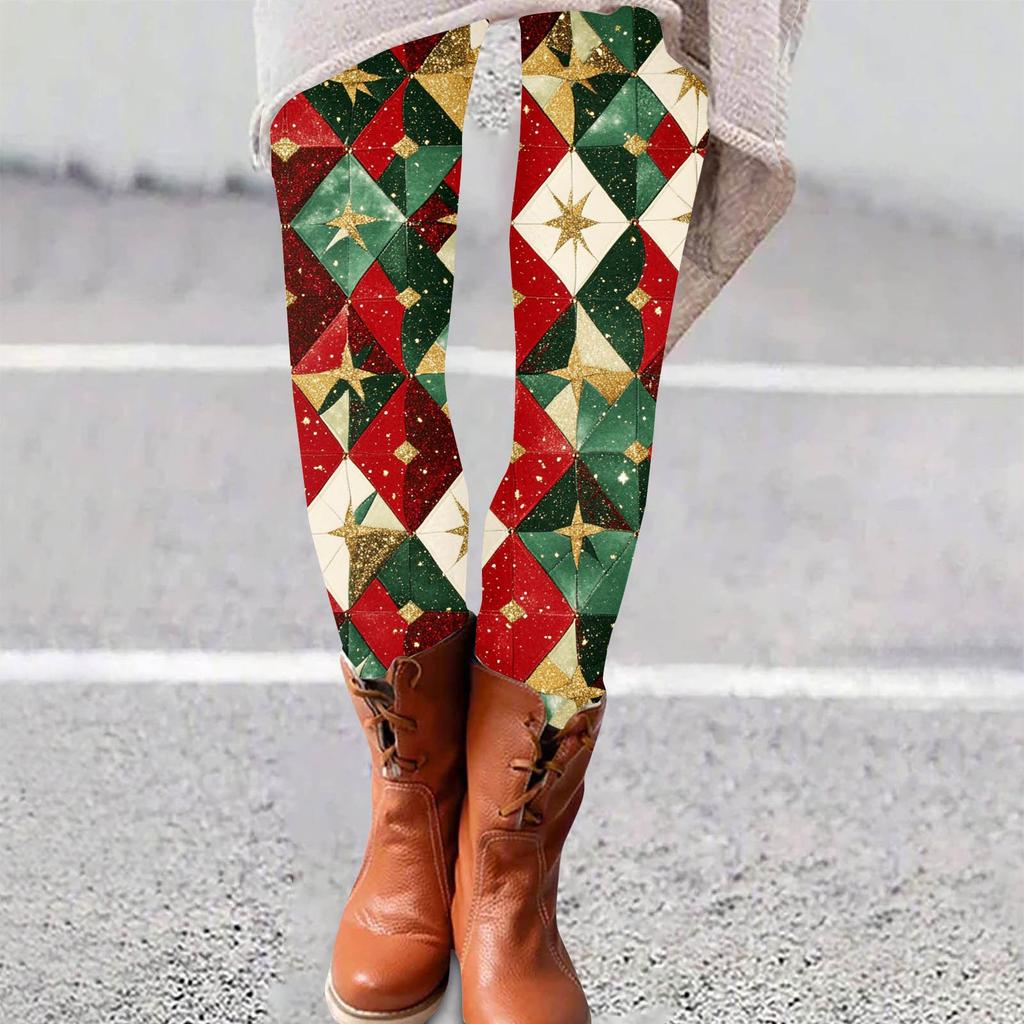 Женские брюки с рождественским принтом, эластичные, мягкие, повседневные, домашние, спальные брюки